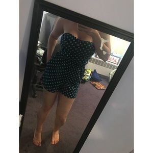Polka dot strapless romper